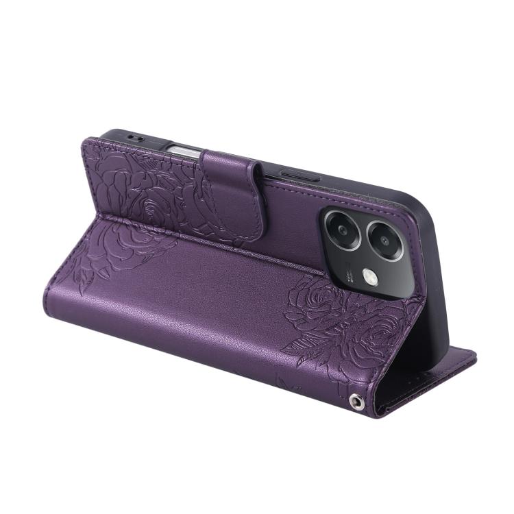 For OPPO A3X 5G India / 4G / A3 Global Rose Flower Embossed 3-Card Slots Leather Phone Case