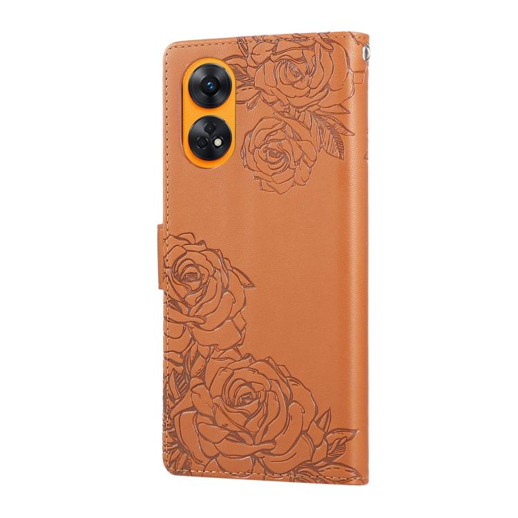 For OPPO Reno8 T 4G Rose Flower Embossed 3-Card Slots Leather Phone Case