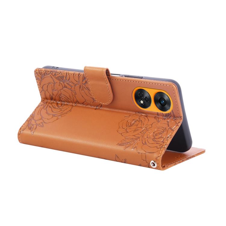 For OPPO Reno8 T 4G Rose Flower Embossed 3-Card Slots Leather Phone Case