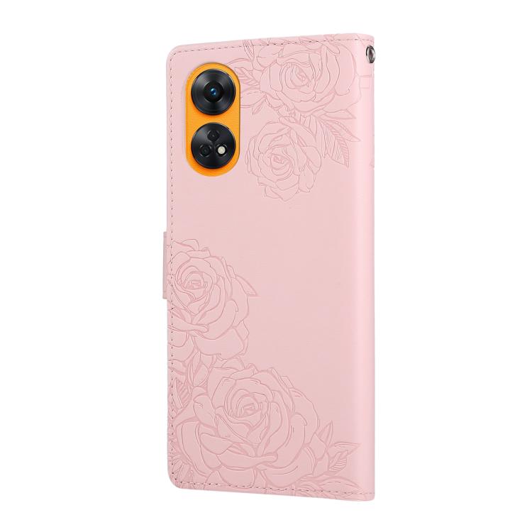 For OPPO Reno8 T 4G Rose Flower Embossed 3-Card Slots Leather Phone Case