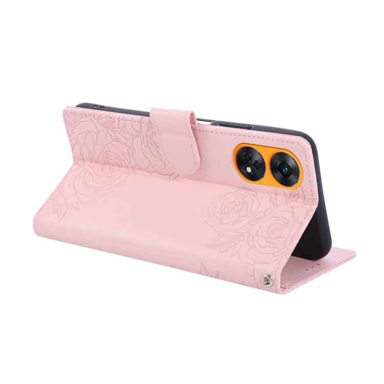 For OPPO Reno8 T 4G Rose Flower Embossed 3-Card Slots Leather Phone Case
