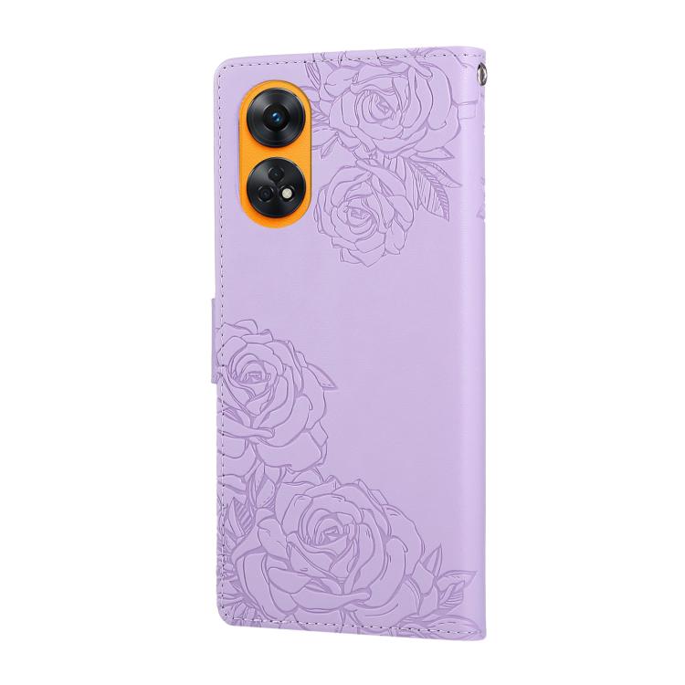 For OPPO Reno8 T 4G Rose Flower Embossed 3-Card Slots Leather Phone Case