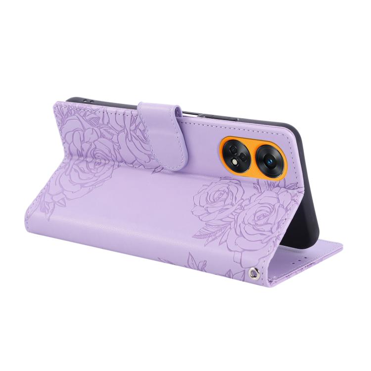 For OPPO Reno8 T 4G Rose Flower Embossed 3-Card Slots Leather Phone Case