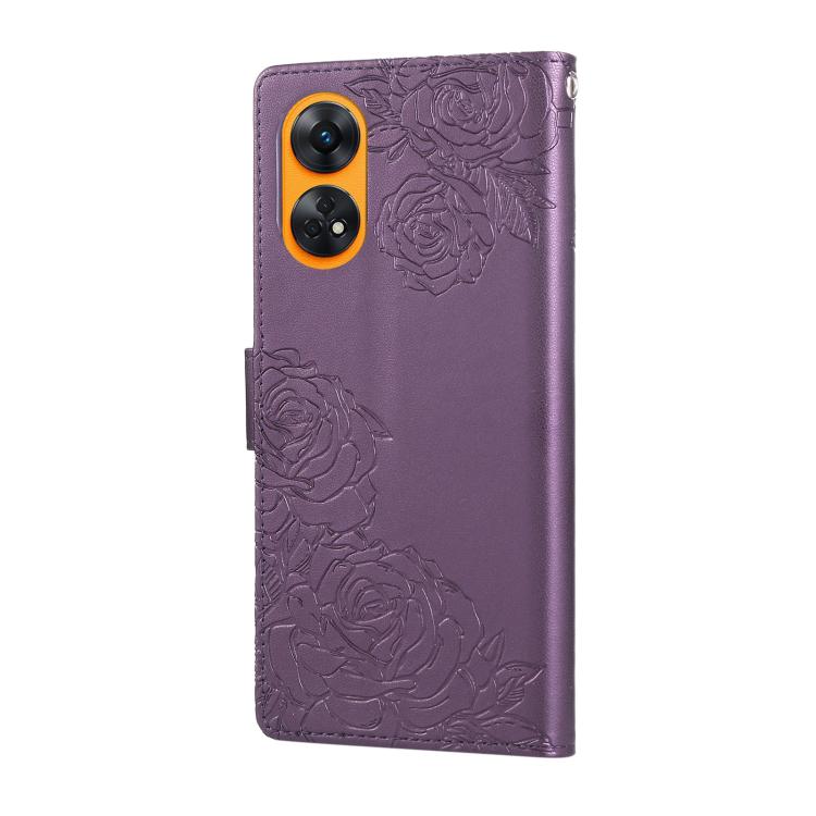 For OPPO Reno8 T 4G Rose Flower Embossed 3-Card Slots Leather Phone Case