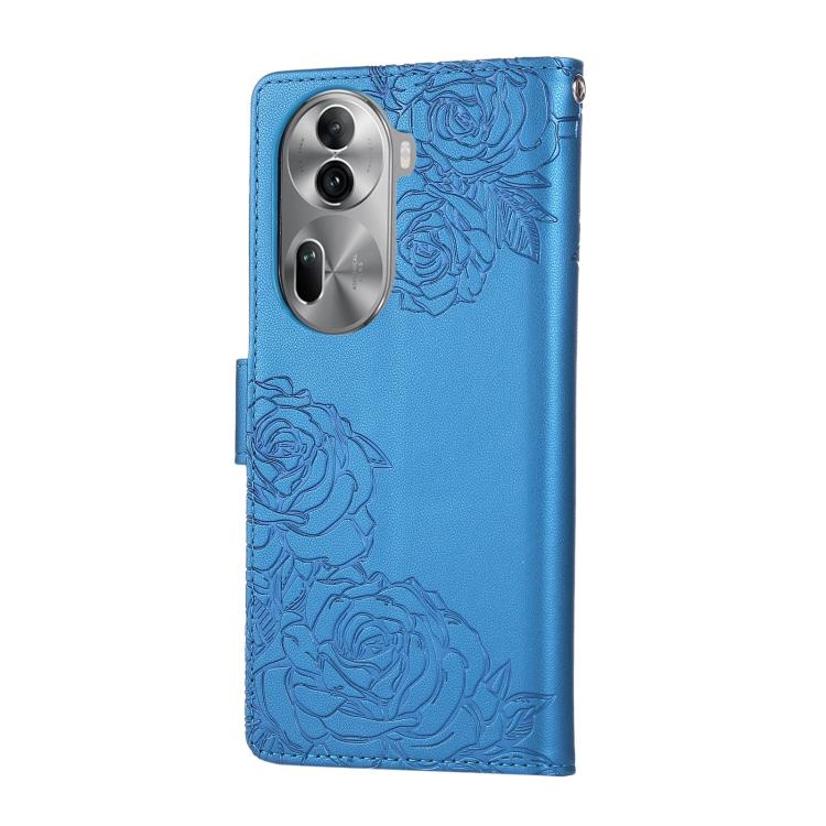 For OPPO Reno11 Pro Global Rose Flower Embossed 3-Card Slots Leather Phone Case