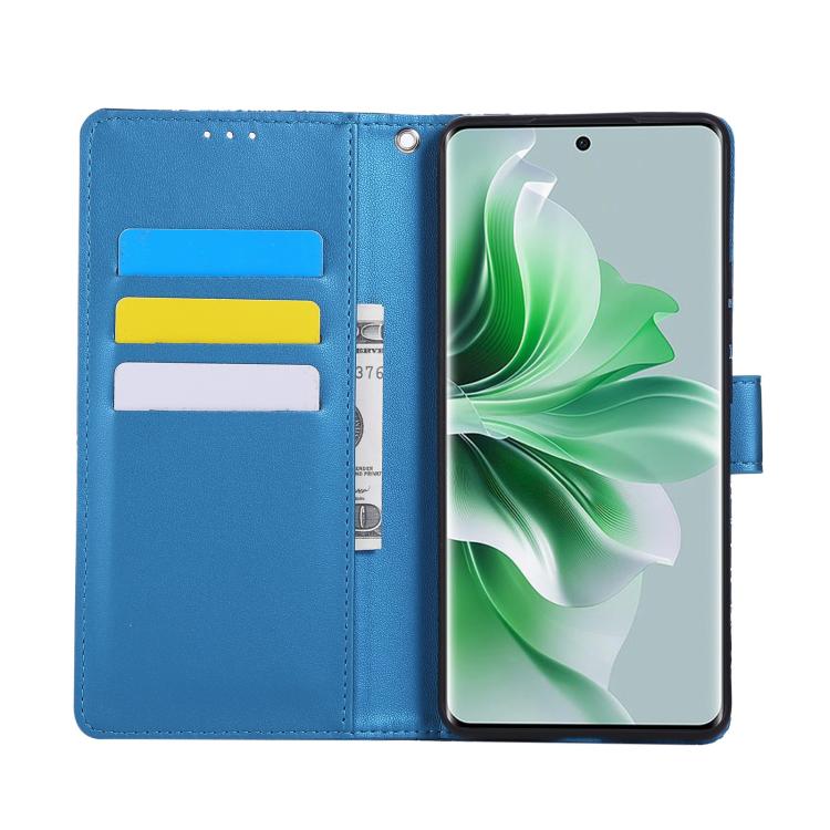 For OPPO Reno11 Pro Global Rose Flower Embossed 3-Card Slots Leather Phone Case