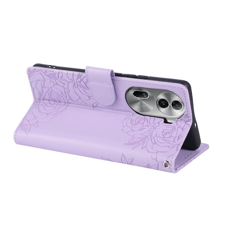 For OPPO Reno11 Pro Global Rose Flower Embossed 3-Card Slots Leather Phone Case