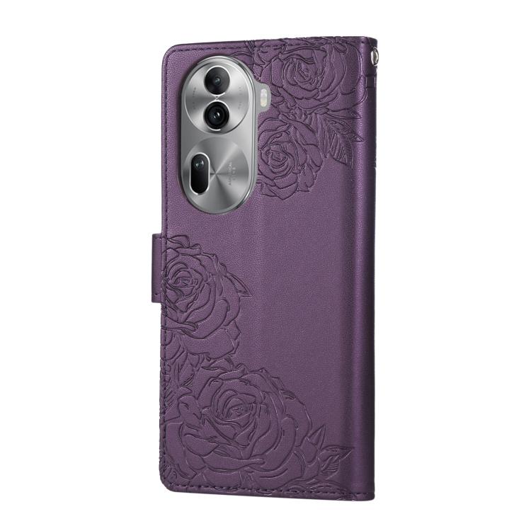 For OPPO Reno11 Pro Global Rose Flower Embossed 3-Card Slots Leather Phone Case
