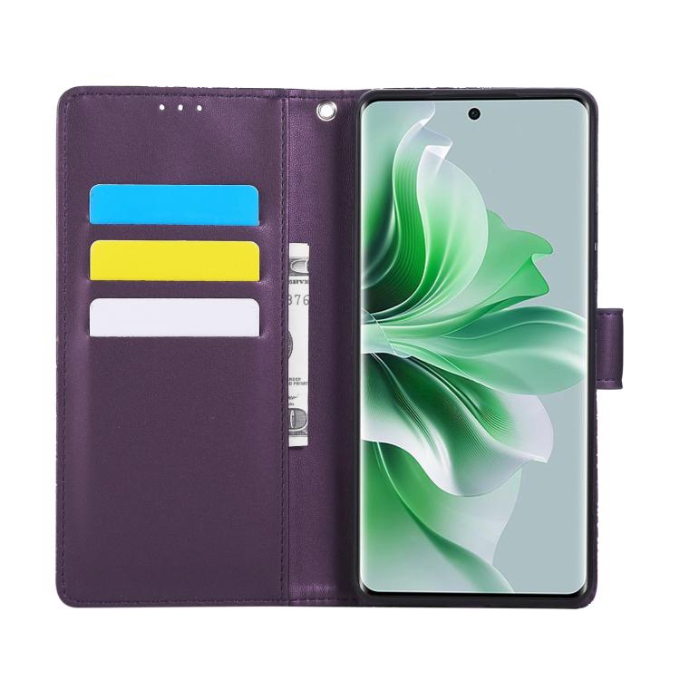 For OPPO Reno11 Pro Global Rose Flower Embossed 3-Card Slots Leather Phone Case