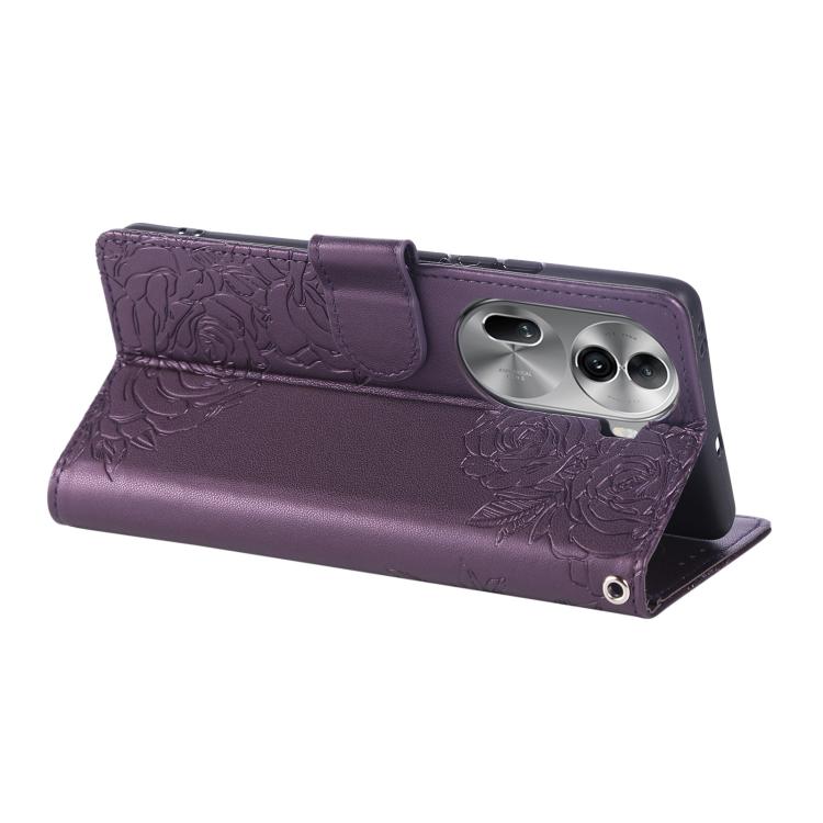 For OPPO Reno11 Pro Global Rose Flower Embossed 3-Card Slots Leather Phone Case