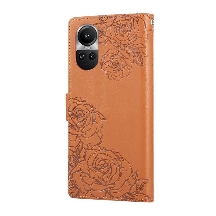 For OPPO Reno10 Pro+ Rose Flower Embossed 3-Card Slots Leather Phone Case