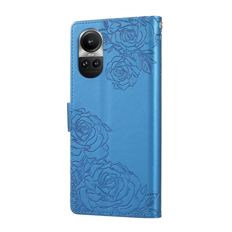 For OPPO Reno10 Pro+ Rose Flower Embossed 3-Card Slots Leather Phone Case