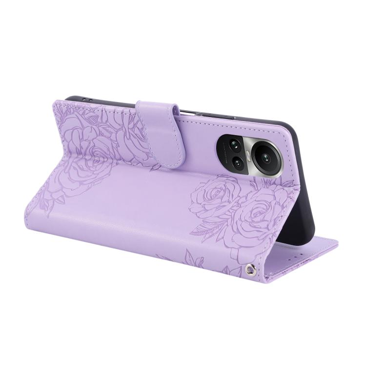 For OPPO Reno10 Pro+ Rose Flower Embossed 3-Card Slots Leather Phone Case