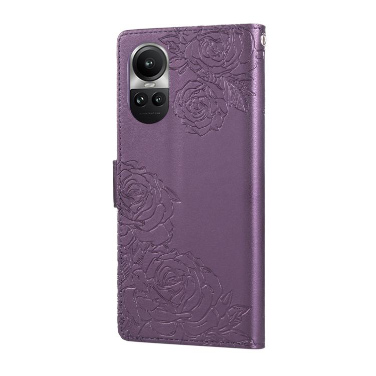 For OPPO Reno10 Pro+ Rose Flower Embossed 3-Card Slots Leather Phone Case