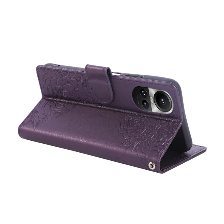 For OPPO Reno10 Pro+ Rose Flower Embossed 3-Card Slots Leather Phone Case