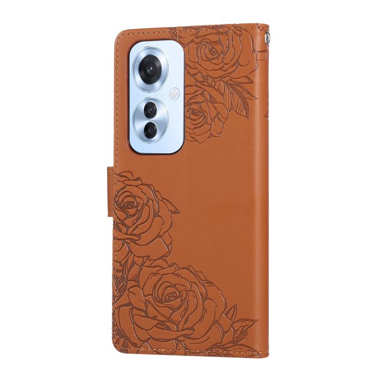 For OPPO Reno11 F Global / F25 Pro 5G Rose Flower Embossed 3-Card Slots Leather Phone Case