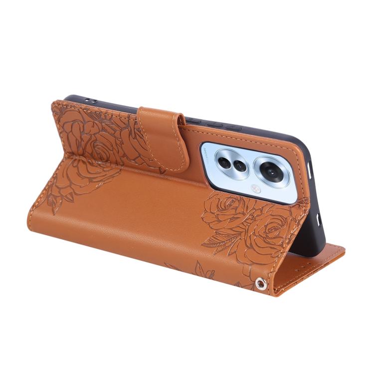 For OPPO Reno11 F Global / F25 Pro 5G Rose Flower Embossed 3-Card Slots Leather Phone Case