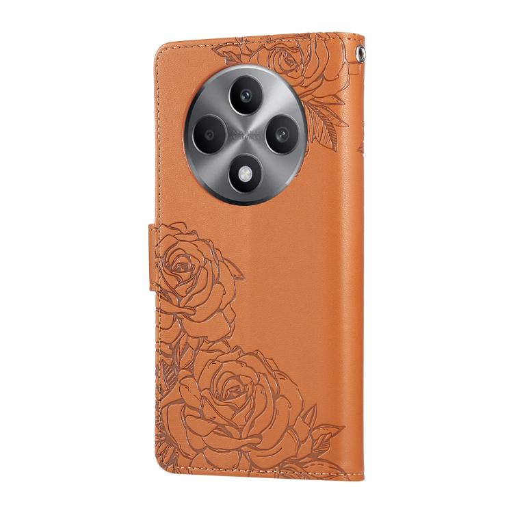 For OPPO Reno12 F 4G / 5G Rose Flower Embossed 3-Card Slots Leather Phone Case