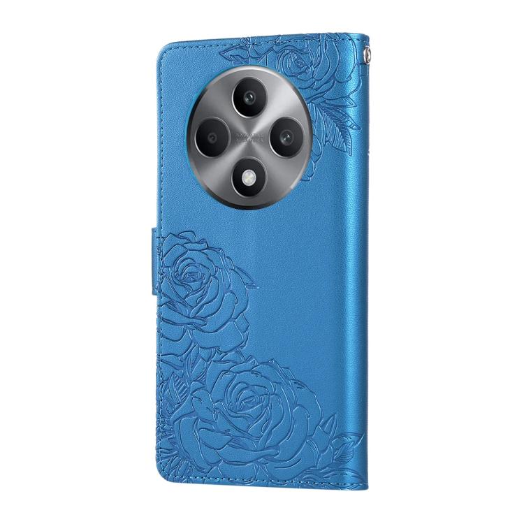 For OPPO Reno12 F 4G / 5G Rose Flower Embossed 3-Card Slots Leather Phone Case