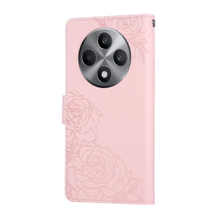 For OPPO Reno12 F 4G / 5G Rose Flower Embossed 3-Card Slots Leather Phone Case
