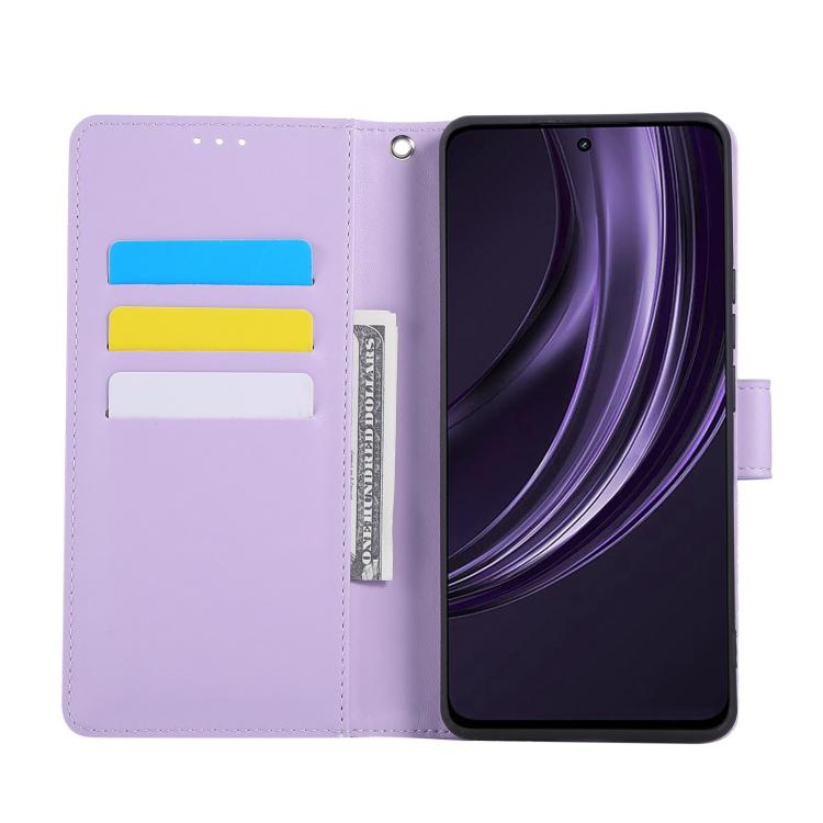 For OPPO Reno12 F 4G / 5G Rose Flower Embossed 3-Card Slots Leather Phone Case