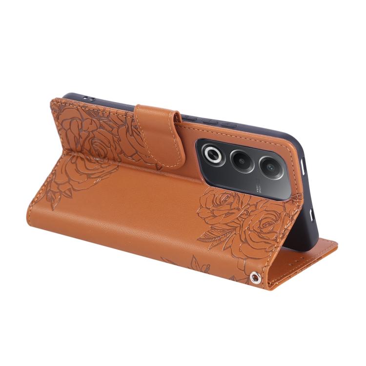 For OPPO A3 Pro 5G India Rose Flower Embossed 3-Card Slots Leather Phone Case