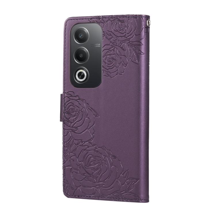 For OPPO A3 Pro 5G India Rose Flower Embossed 3-Card Slots Leather Phone Case