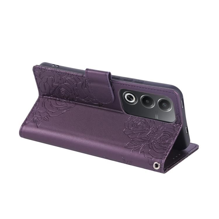 For OPPO A3 Pro 5G India Rose Flower Embossed 3-Card Slots Leather Phone Case
