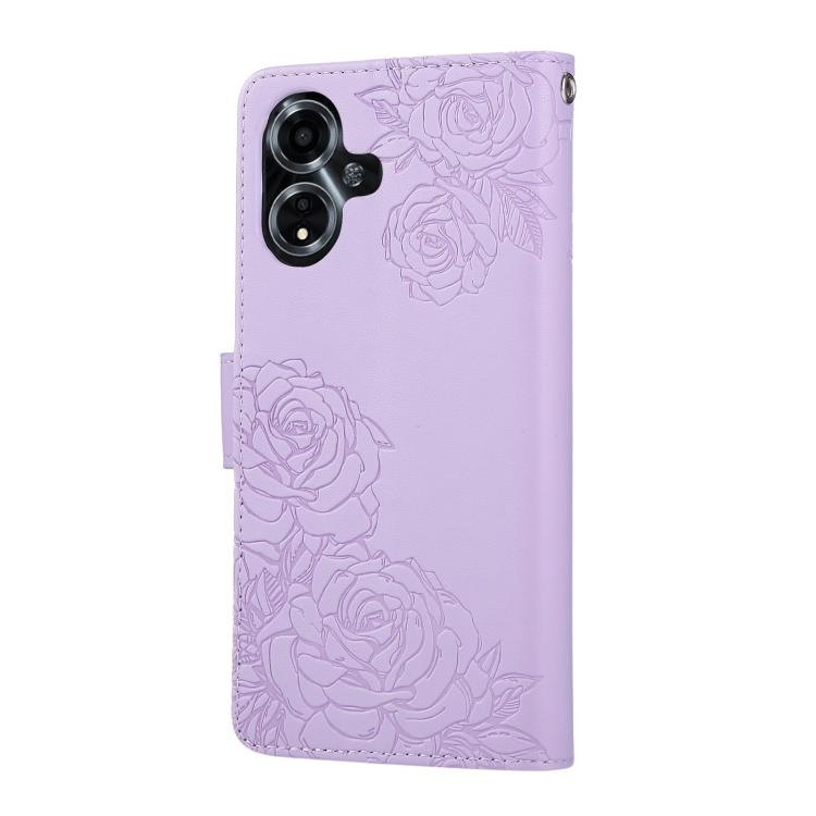 For OPPO A59 5G Global Rose Flower Embossed 3-Card Slots Leather Phone Case
