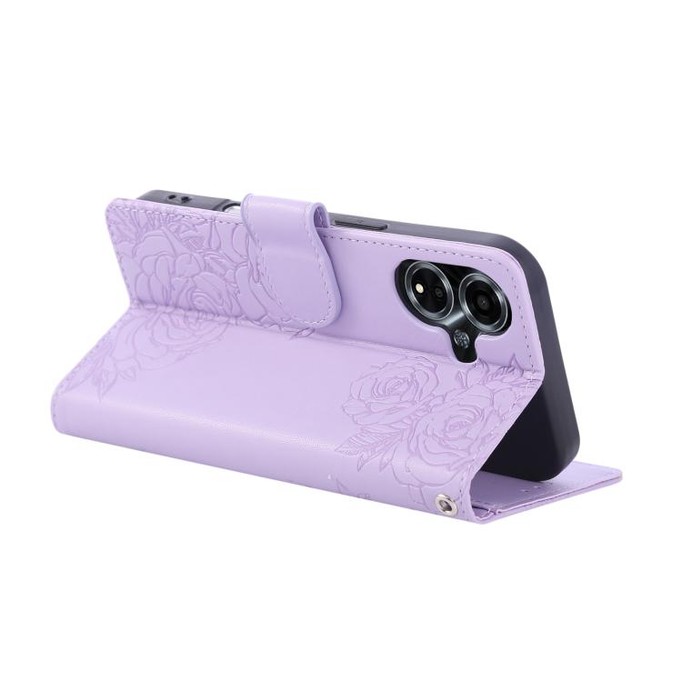 For OPPO A59 5G Global Rose Flower Embossed 3-Card Slots Leather Phone Case