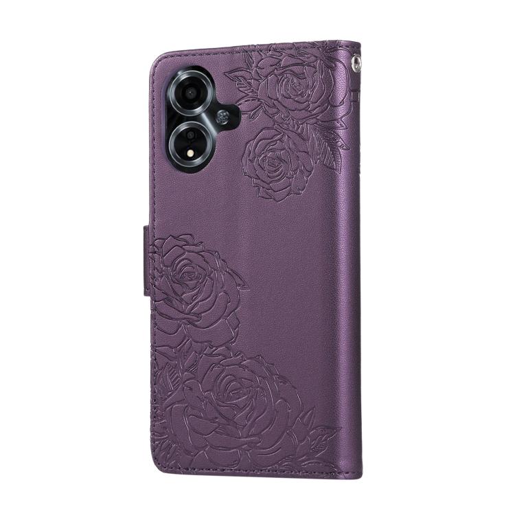 For OPPO A59 5G Global Rose Flower Embossed 3-Card Slots Leather Phone Case