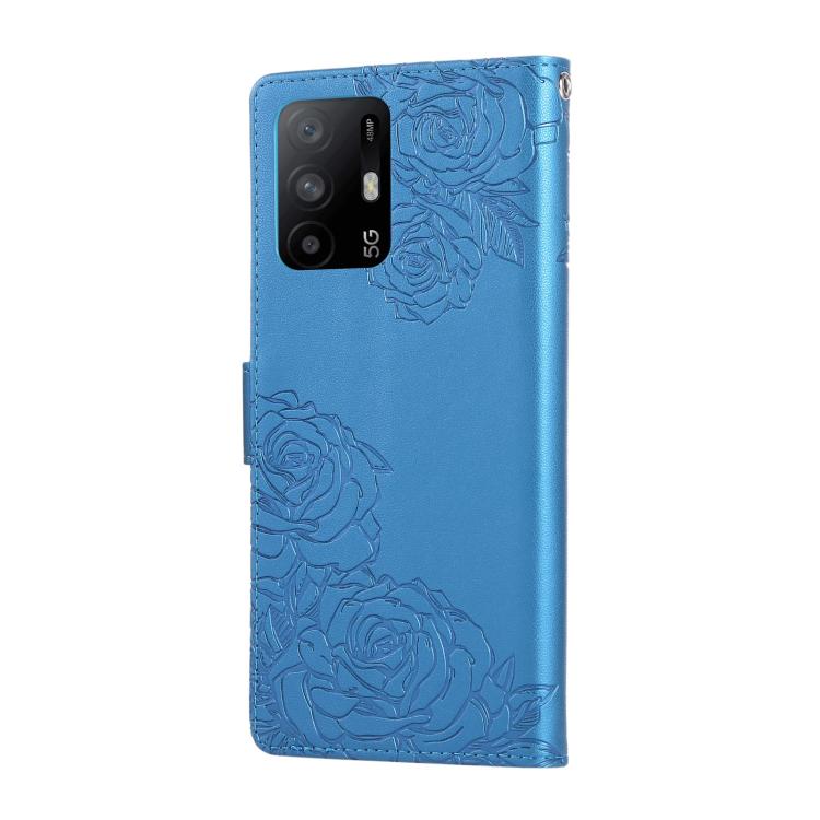For OPPO A93 5G / A74 5G / A54 5G Rose Flower Embossed 3-Card Slots Leather Phone Case