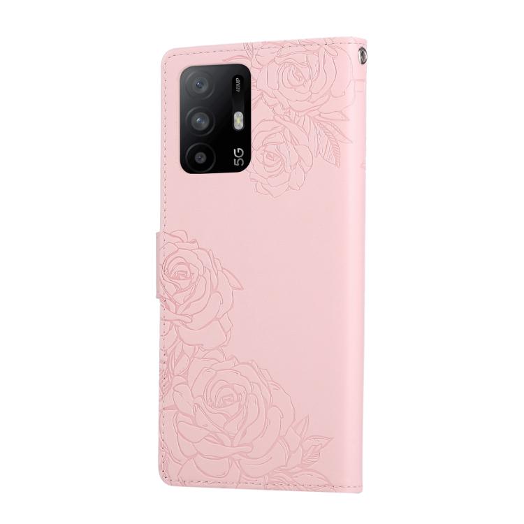 For OPPO A93 5G / A74 5G / A54 5G Rose Flower Embossed 3-Card Slots Leather Phone Case