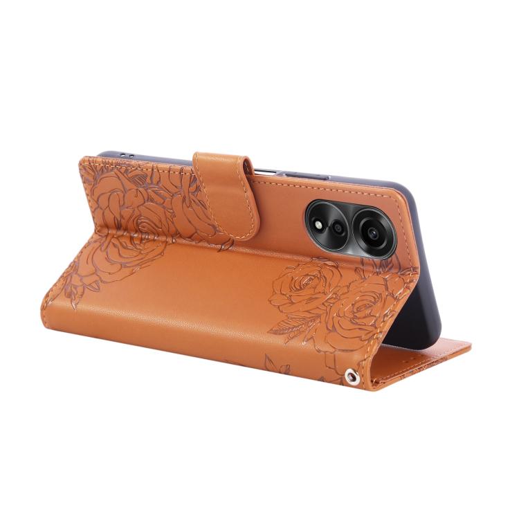 For OPPO A78 4G Rose Flower Embossed 3-Card Slots Leather Phone Case