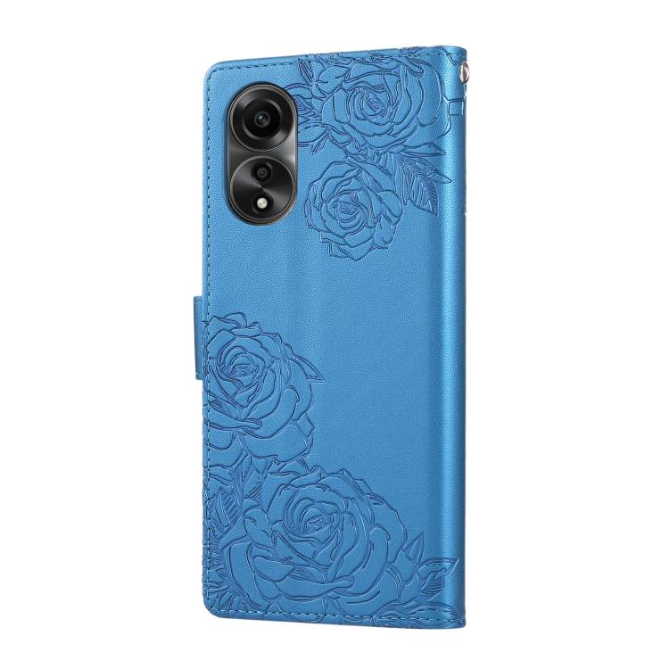 For OPPO A78 4G Rose Flower Embossed 3-Card Slots Leather Phone Case