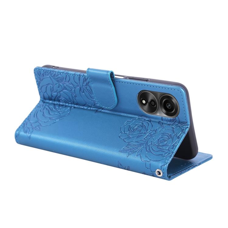 For OPPO A78 4G Rose Flower Embossed 3-Card Slots Leather Phone Case