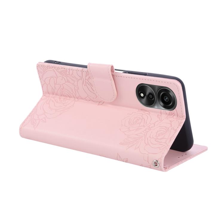 For OPPO A78 4G Rose Flower Embossed 3-Card Slots Leather Phone Case