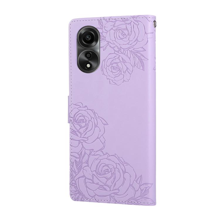 For OPPO A78 4G Rose Flower Embossed 3-Card Slots Leather Phone Case