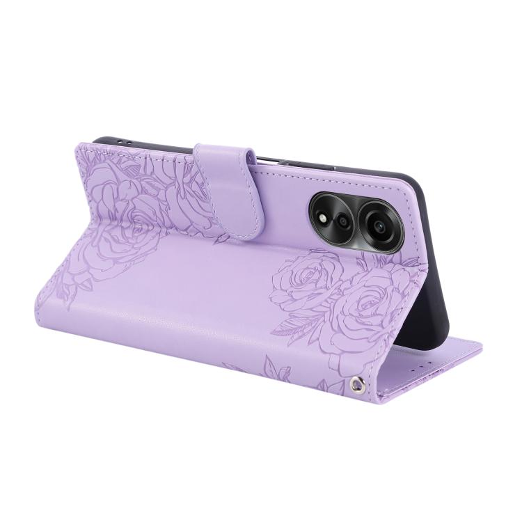 For OPPO A78 4G Rose Flower Embossed 3-Card Slots Leather Phone Case