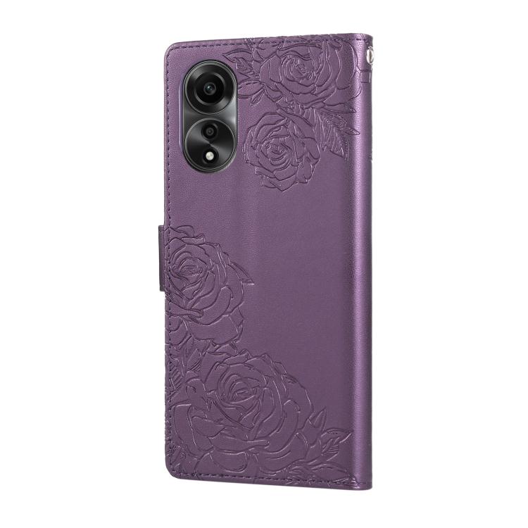 For OPPO A78 4G Rose Flower Embossed 3-Card Slots Leather Phone Case