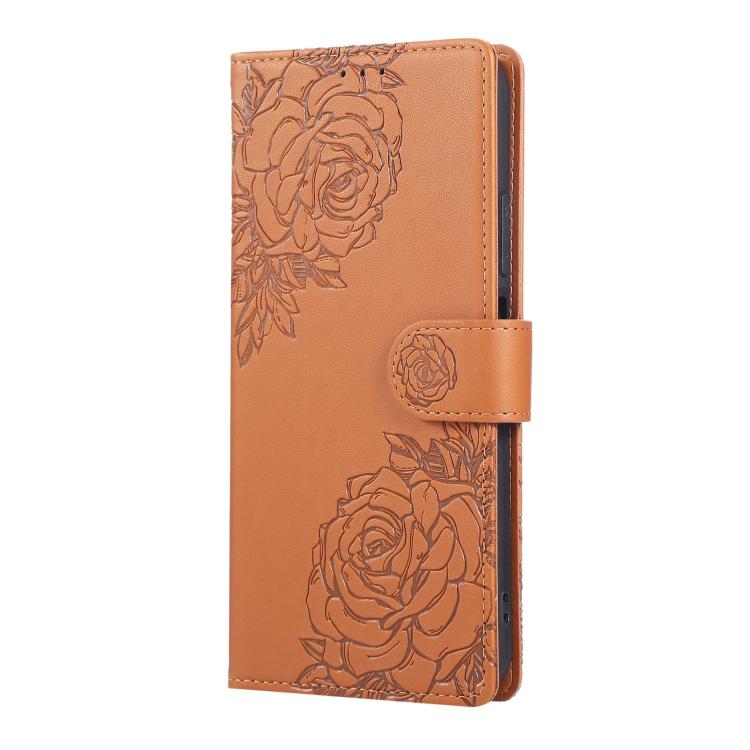 For OPPO A78 5G Rose Flower Embossed 3-Card Slots Leather Phone Case