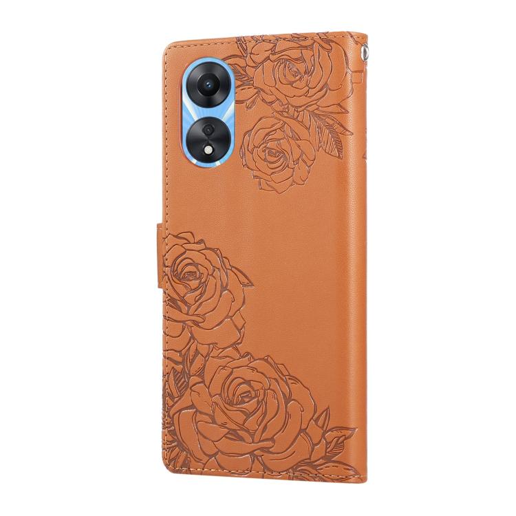 For OPPO A78 5G Rose Flower Embossed 3-Card Slots Leather Phone Case