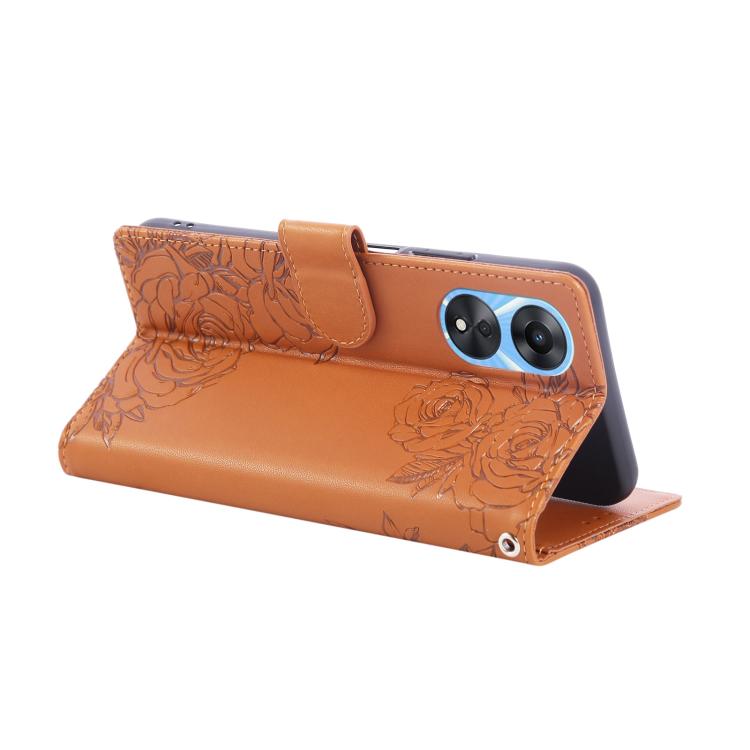 For OPPO A78 5G Rose Flower Embossed 3-Card Slots Leather Phone Case