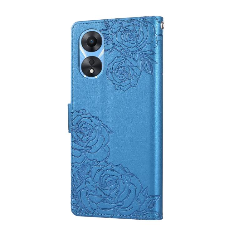 For OPPO A78 5G Rose Flower Embossed 3-Card Slots Leather Phone Case