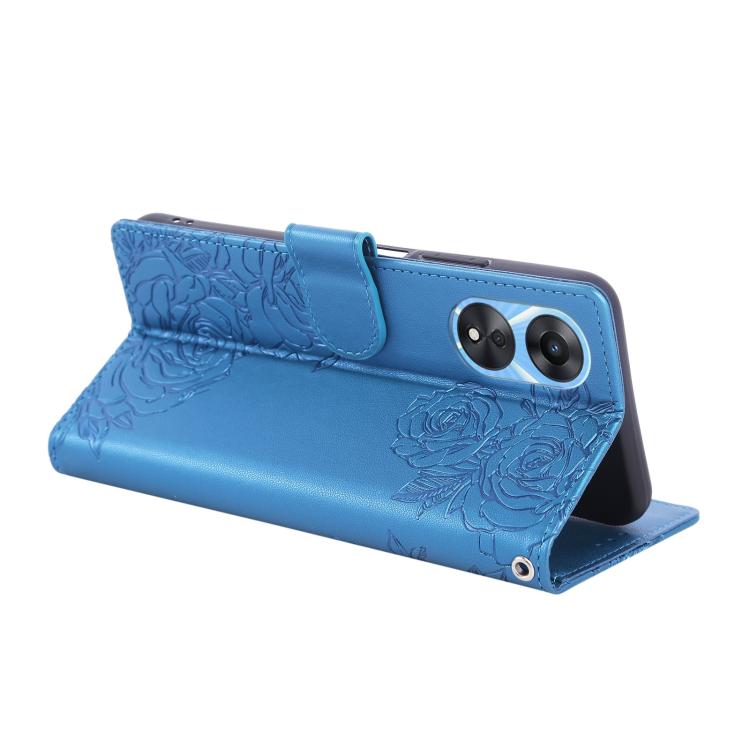 For OPPO A78 5G Rose Flower Embossed 3-Card Slots Leather Phone Case