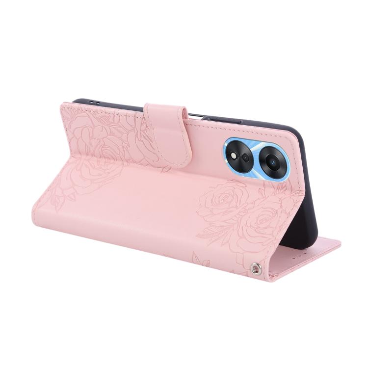 For OPPO A78 5G Rose Flower Embossed 3-Card Slots Leather Phone Case