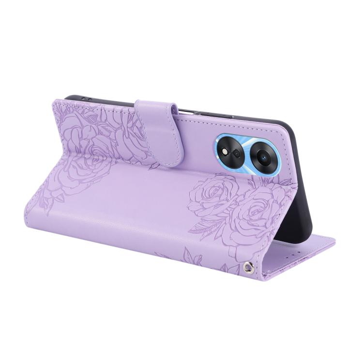 For OPPO A78 5G Rose Flower Embossed 3-Card Slots Leather Phone Case