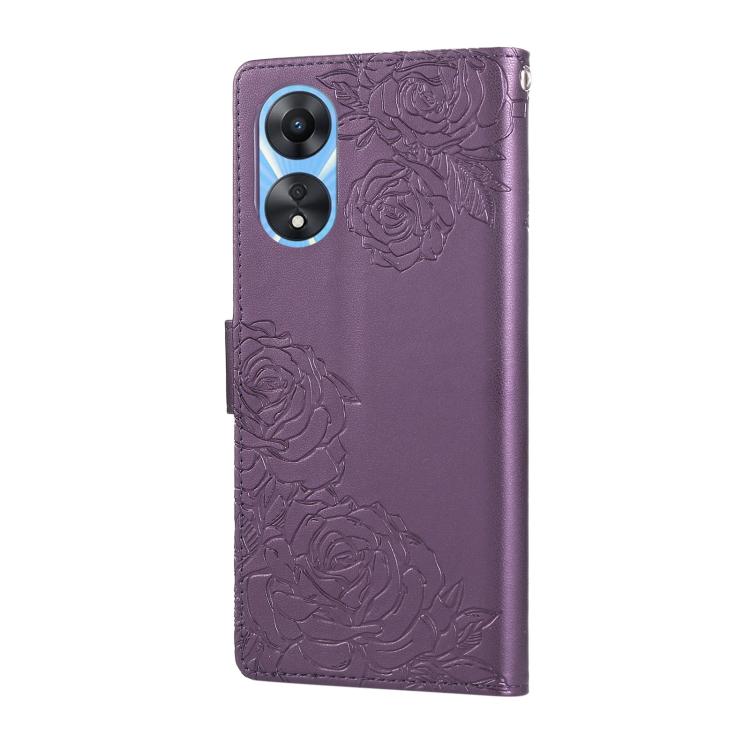 For OPPO A78 5G Rose Flower Embossed 3-Card Slots Leather Phone Case