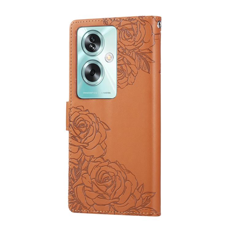 For OPPO A79 5G Rose Flower Embossed 3-Card Slots Leather Phone Case