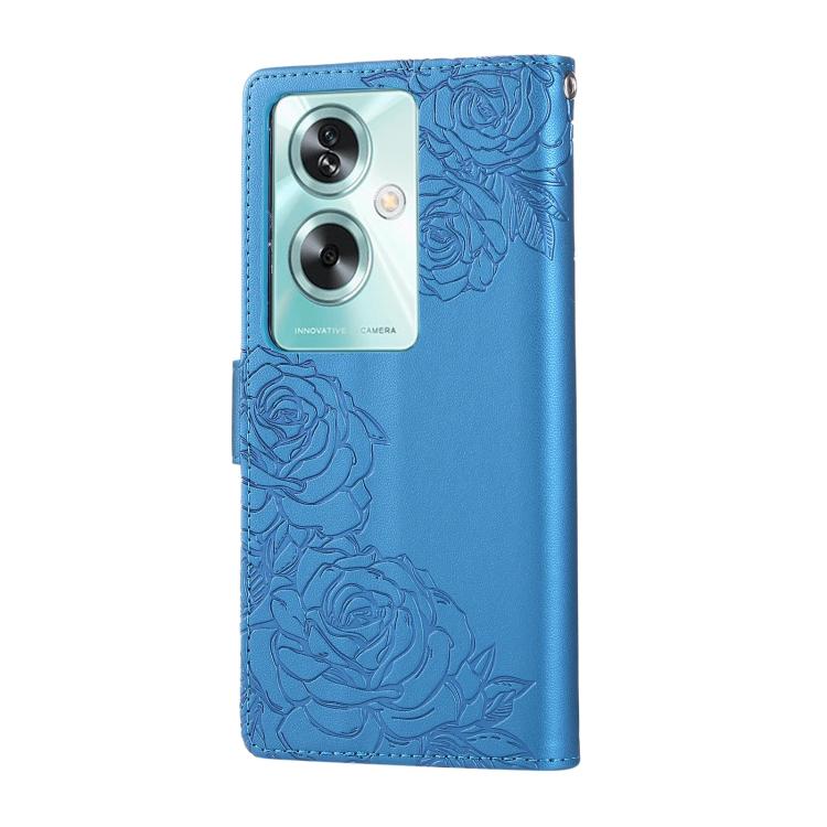 For OPPO A79 5G Rose Flower Embossed 3-Card Slots Leather Phone Case